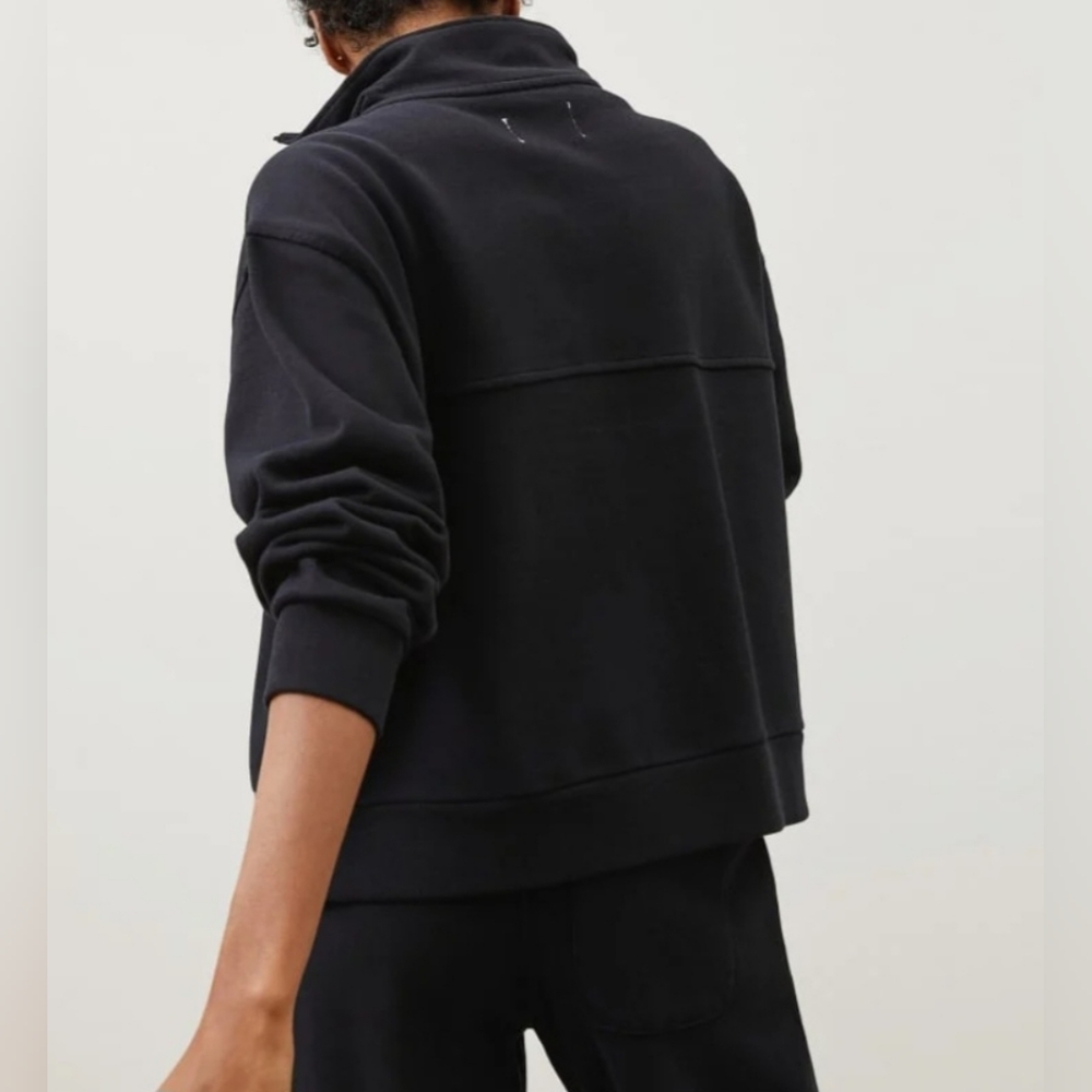 Everlane Women's The Track Half-Zip Faded Black Sweatshirt - Small - Picture 2 of 6